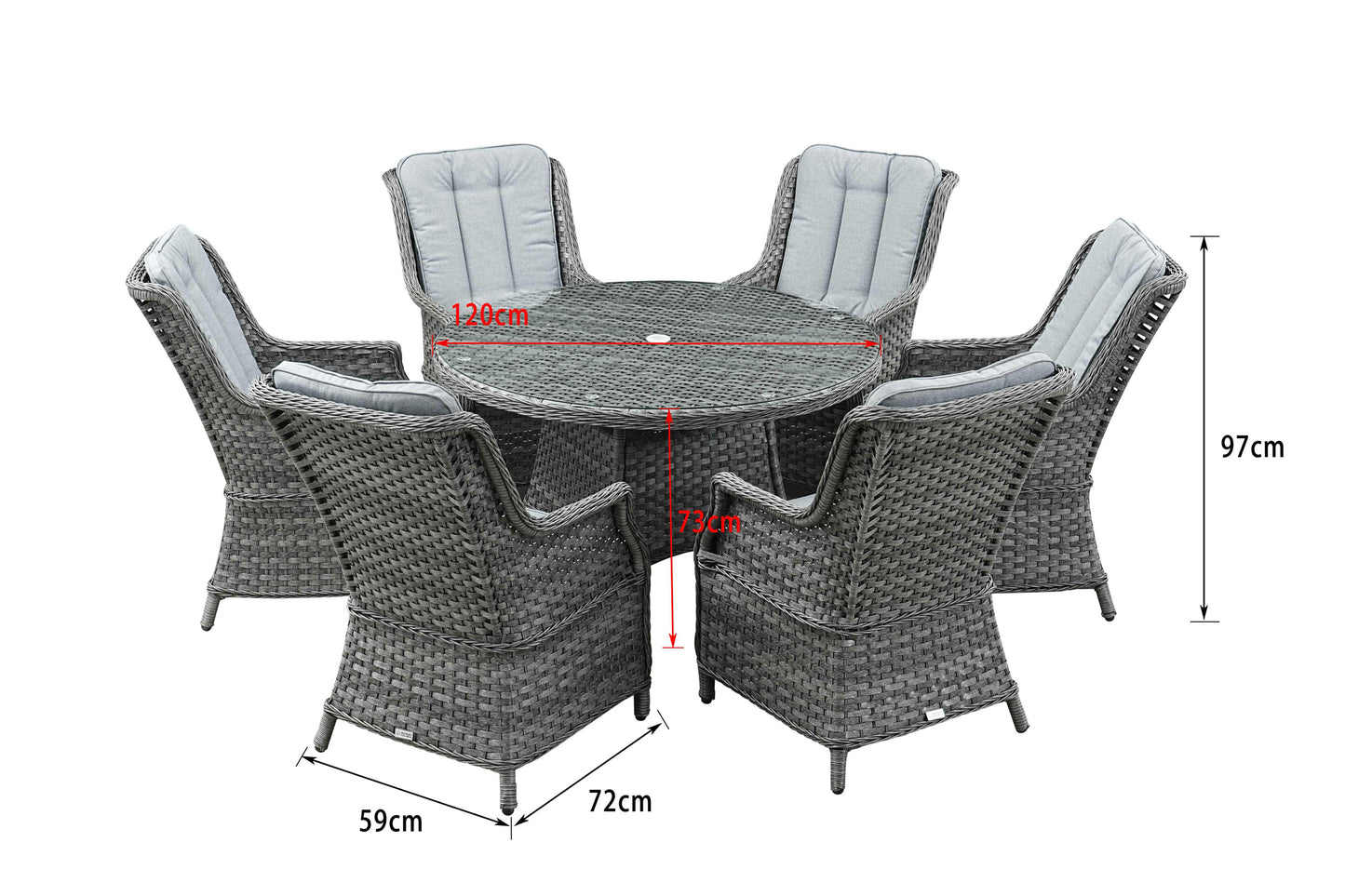 Henley 6 Seater Dark Grey Dinning set