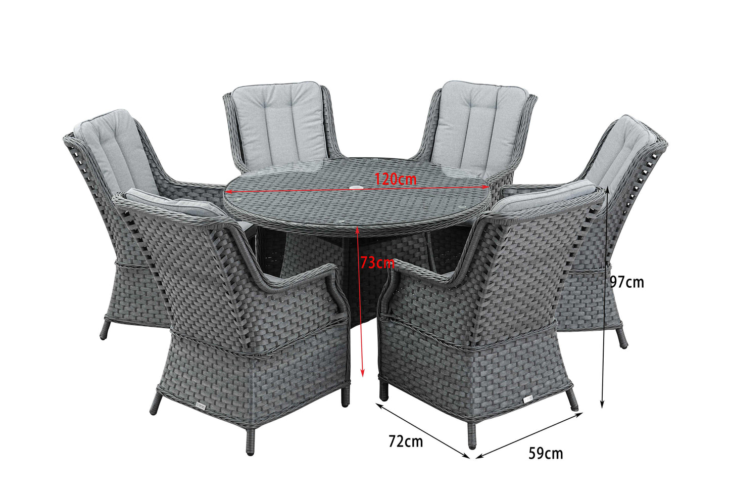 Henley 6 Seater Charcoal Grey Dining Set