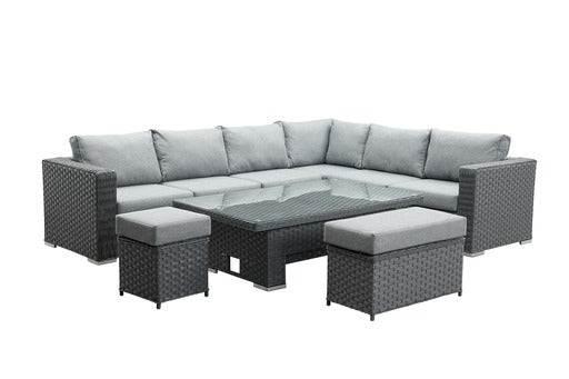 Henley Low Back Corner Sofa set with Rising table